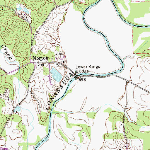 Topographic Map of Lower Kings Bridge, GA