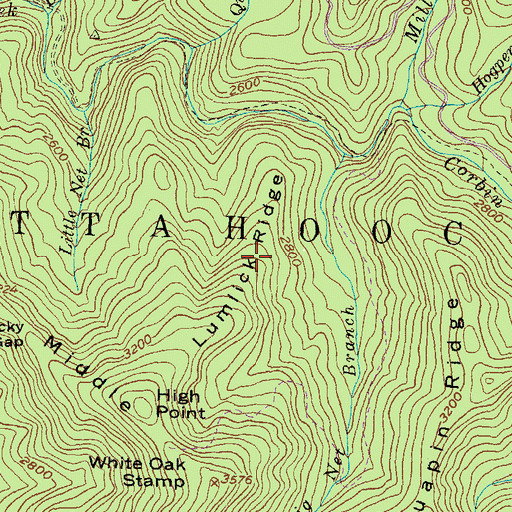Topographic Map of Lumlick Ridge, GA