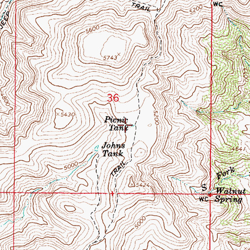 Topographic Map of Picnic Tank, AZ