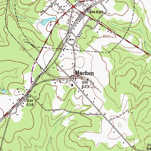 Topographic Map of Machen, GA
