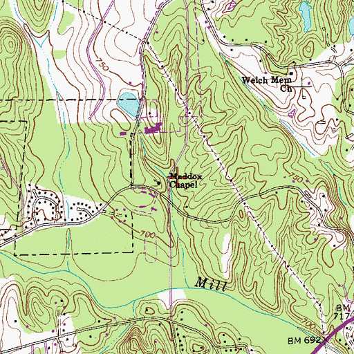 Topographic Map of Maddox Chapel, GA