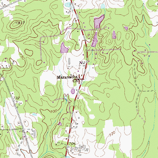 Topographic Map of Maranatha Church, GA