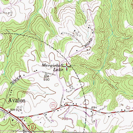 Topographic Map of Margiebell Lake, GA