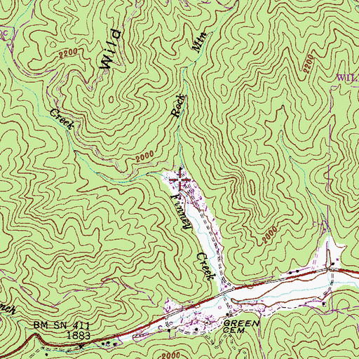 Topographic Map of Martin Creek, GA