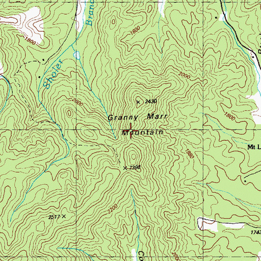 Topographic Map of Granny Marr Mountain, GA