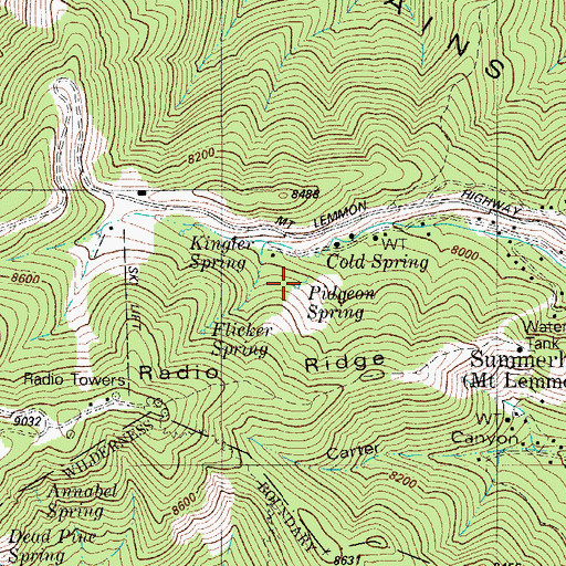 Topographic Map of Pidgeon Spring, AZ