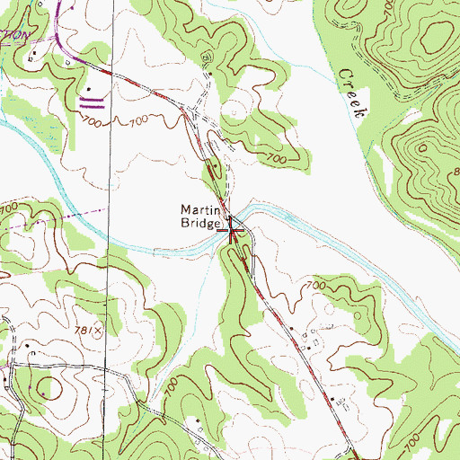 Topographic Map of Martin Bridge, GA