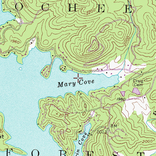 Topographic Map of Murray Cove, GA