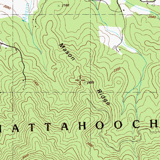 Topographic Map of Mason Ridge, GA