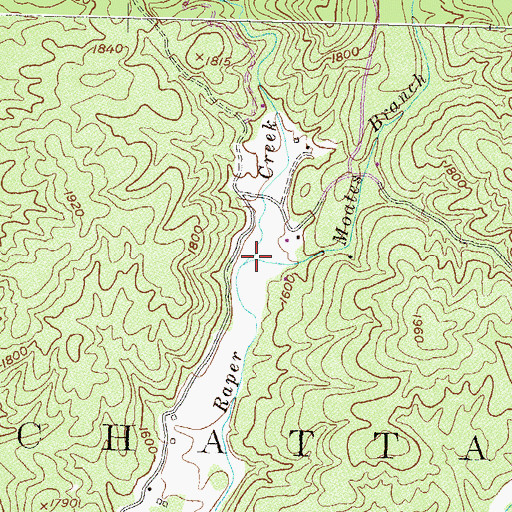 Topographic Map of Moates Branch, GA