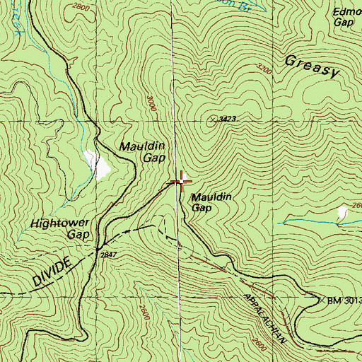 Topographic Map of Mauldin Gap, GA