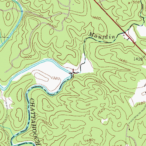 Topographic Map of Mauldin Mill Creek, GA