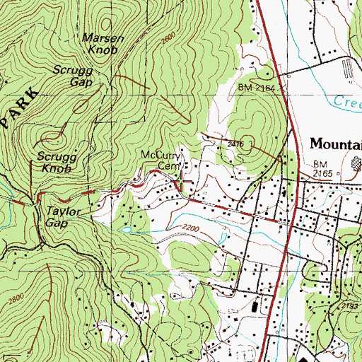 Topographic Map of McCurry Cemetery, GA