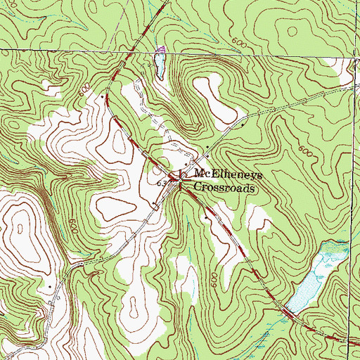 Topographic Map of McElheneys Crossroads, GA