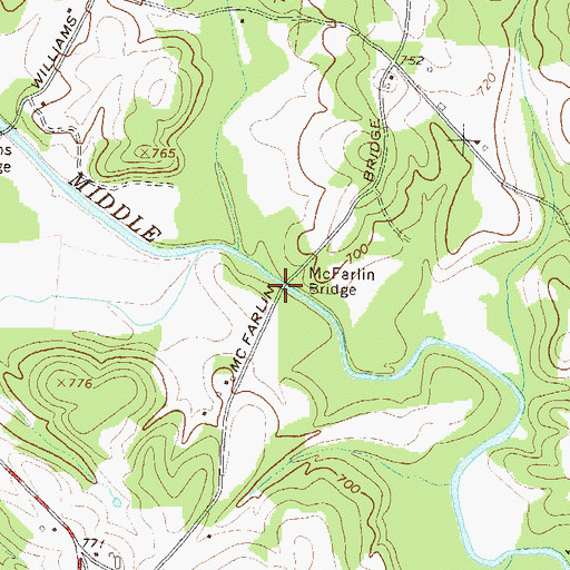 Topographic Map of McFarlin Bridge, GA