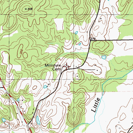 Topographic Map of McIntyre Cemetery, GA