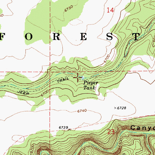 Topographic Map of Pieper Tank, AZ