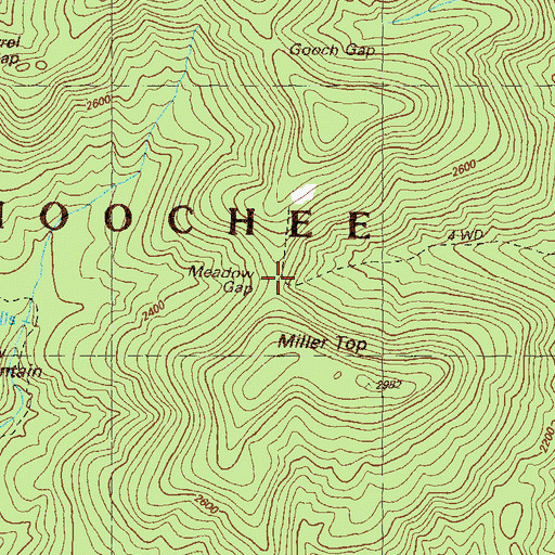 Topographic Map of Meadow Gap, GA