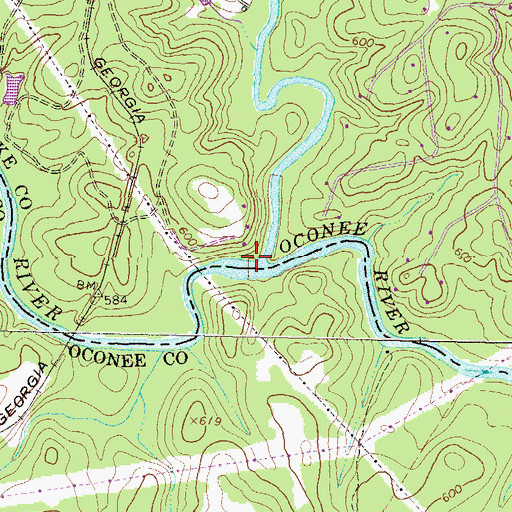 Topographic Map of Middle Oconee River, GA
