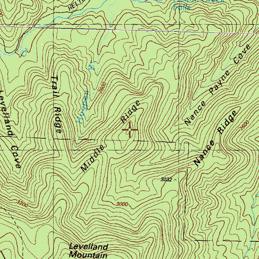 Topographic Map of Middle Ridge, GA