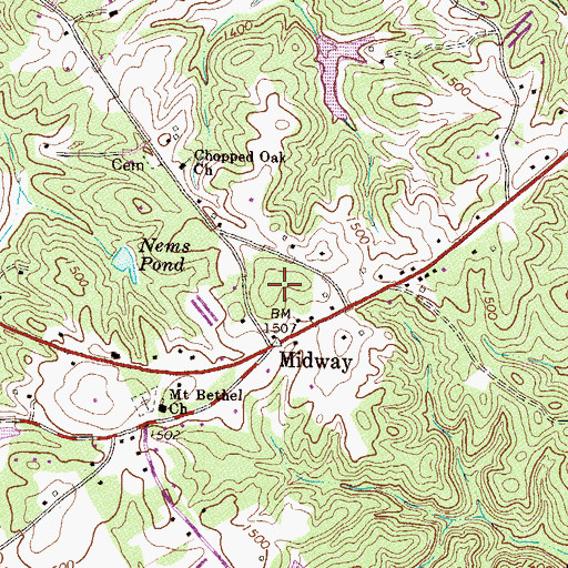 Topographic Map of Midway, GA