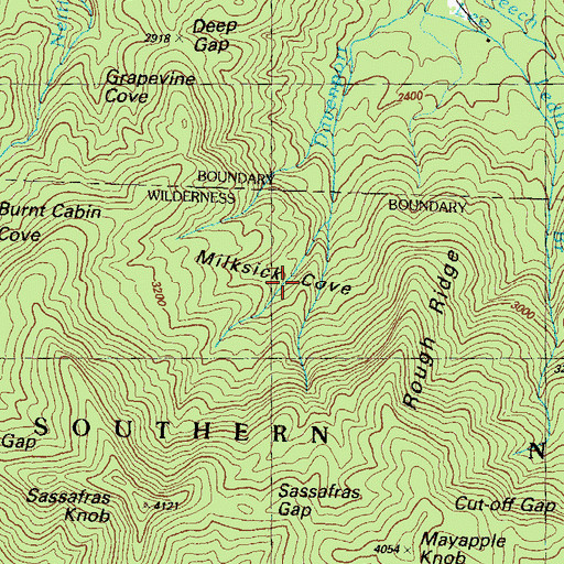 Topographic Map of Milksick Cove, GA