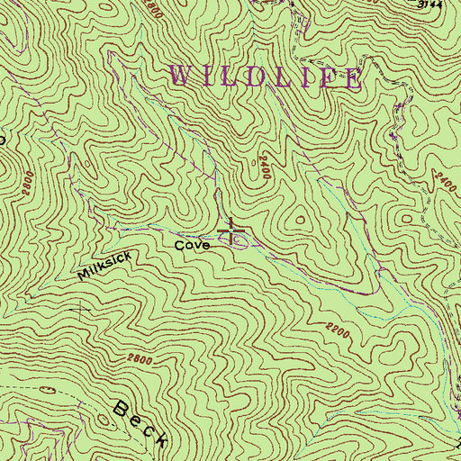 Topographic Map of Milksick Cove, GA
