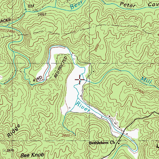 Topographic Map of Mill Branch, GA