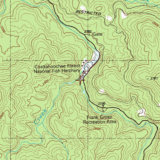 Topographic Map of Mill Creek, GA