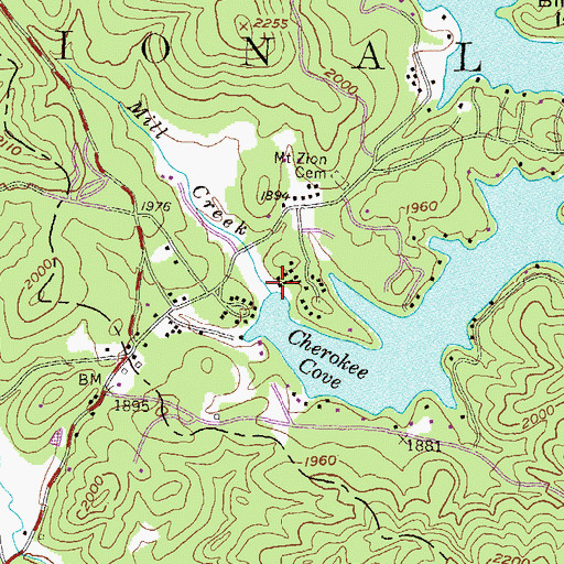 Topographic Map of Mill Creek, GA