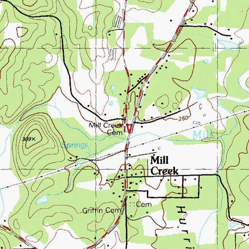 Topographic Map of Mill Creek Cemetery, GA