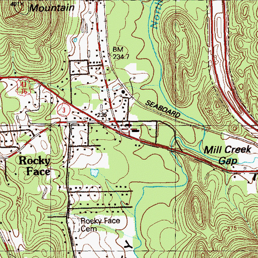 Topographic Map of Mill Creek Valley, GA