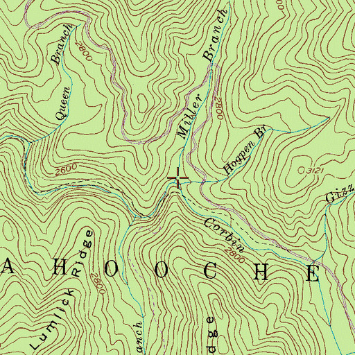 Topographic Map of Miller Branch, GA