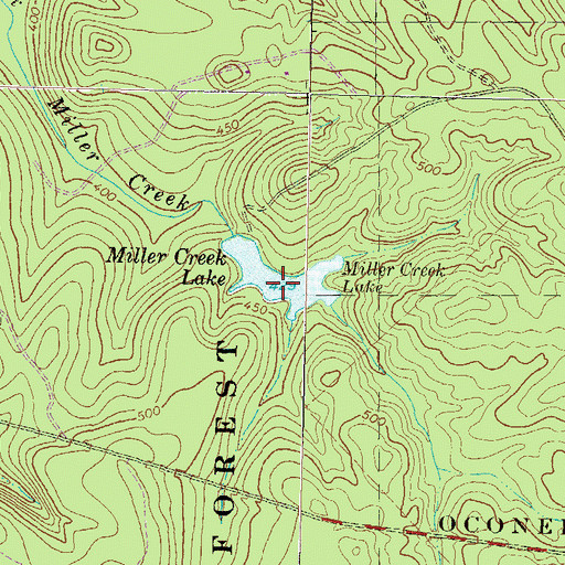 Topographic Map of Miller Creek Lake, GA
