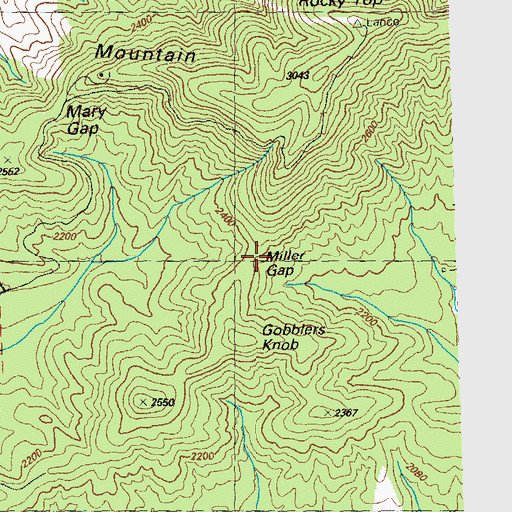 Topographic Map of Miller Gap, GA