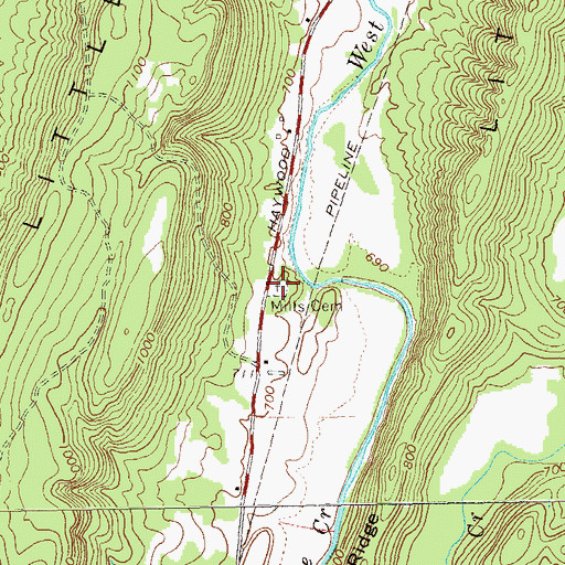 Topographic Map of Mills Cemetery, GA