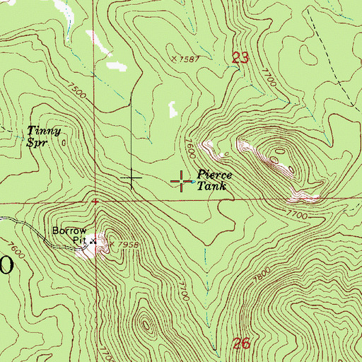 Topographic Map of Pierce Tank, AZ