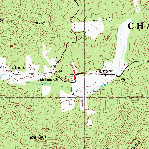 Topographic Map of Millsap Church, GA