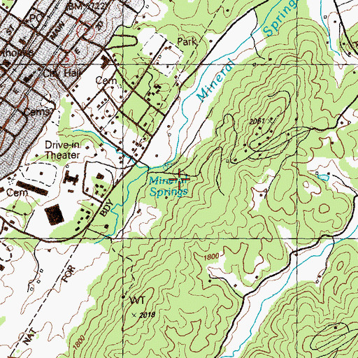 Topographic Map of Mineral Springs, GA