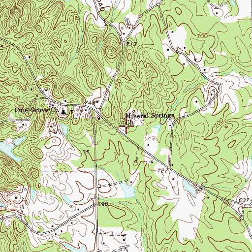 Topographic Map of Mineral Springs Church, GA