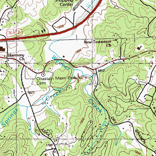 Topographic Map of Mineral Springs Creek, GA