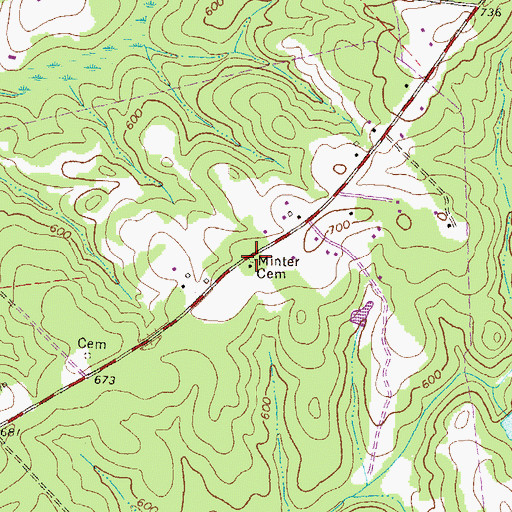 Topographic Map of Minter Cemetery, GA