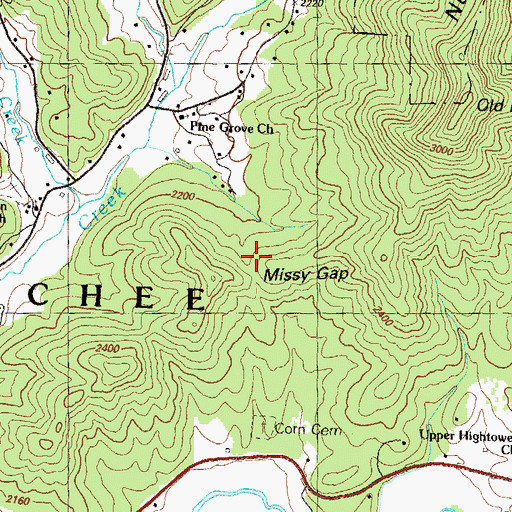 Topographic Map of Missy Gap, GA