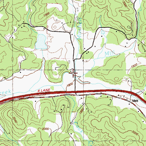 Topographic Map of Mitchell Branch, GA