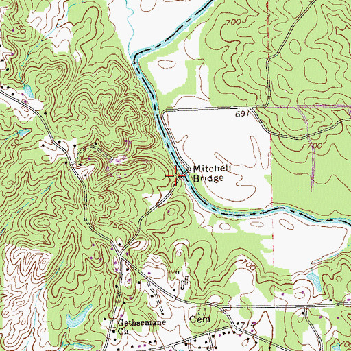 Topographic Map of Mitchell Bridge, GA