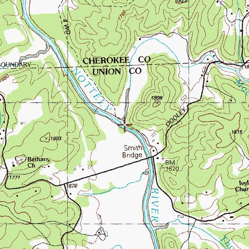 Topographic Map of Moccasin Creek, GA