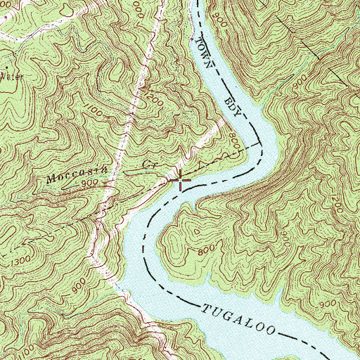 Topographic Map of Moccasin Creek, GA