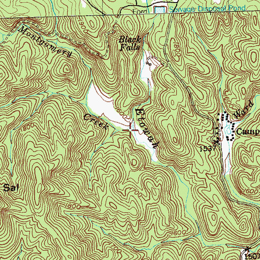 Topographic Map of Montgomery Creek, GA