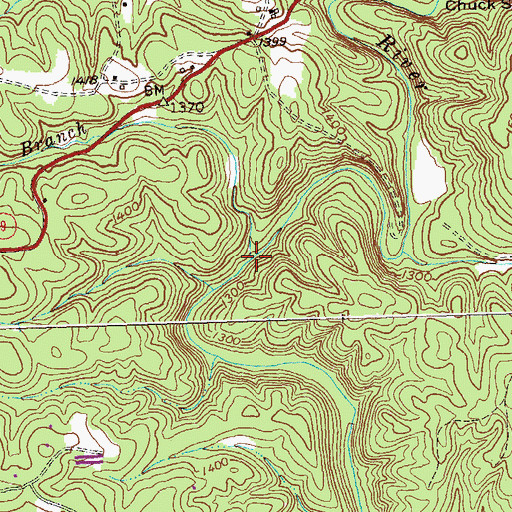 Topographic Map of Mooney Branch, GA