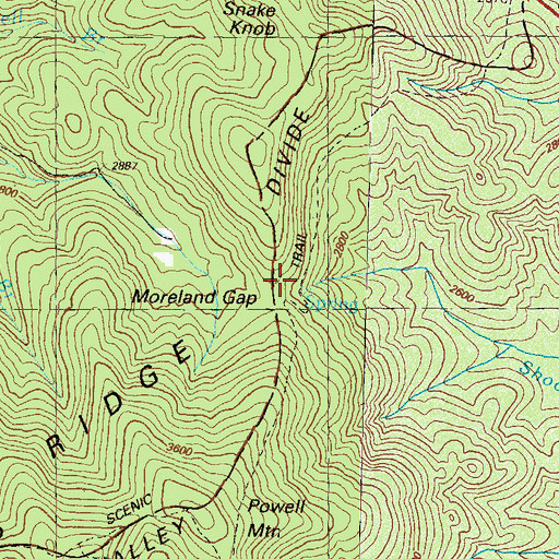Topographic Map of Moreland Gap, GA